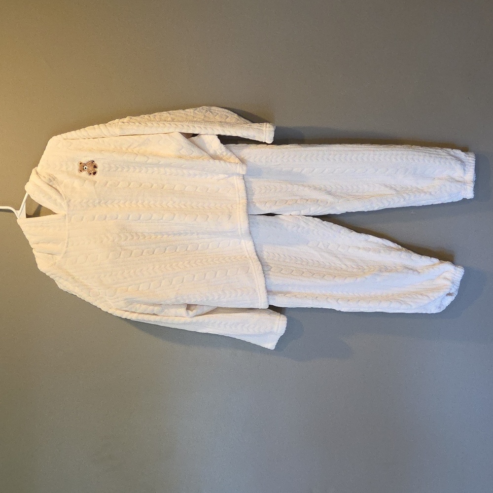 Cozy White Cable Knit Lounge Set Pajamas